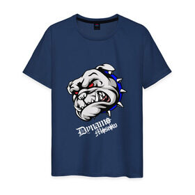 Мужская футболка хлопок с принтом Dynamo Moscow | Blue-White Warrior`s в Тюмени, 100% хлопок | прямой крой, круглый вырез горловины, длина до линии бедер, слегка спущенное плечо. | бульдог