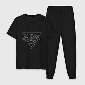 Мужская пижама хлопок с принтом Темный треугольник в Тюмени, 100% хлопок | брюки и футболка прямого кроя, без карманов, на брюках мягкая резинка на поясе и по низу штанин
 | абстракция | геометрия | круги | треугольник