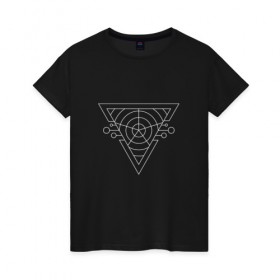 Женская футболка хлопок с принтом Темный треугольник в Тюмени, 100% хлопок | прямой крой, круглый вырез горловины, длина до линии бедер, слегка спущенное плечо | абстракция | геометрия | круги | треугольник