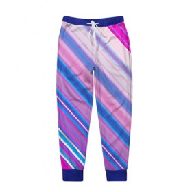 Мужские брюки 3D с принтом Фиолетовые полоски в Тюмени, 100% полиэстер | манжеты по низу, эластичный пояс регулируется шнурком, по бокам два кармана без застежек, внутренняя часть кармана из мелкой сетки | полоски | текстура | узор | фиолетовый