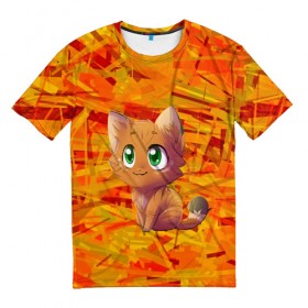 Мужская футболка 3D с принтом Котик в Тюмени, 100% полиэфир | прямой крой, круглый вырез горловины, длина до линии бедер | cat | взгляд | кот | кот хипстер | котёнок | котятки | котятушки | кошечки | кошка | мордочка