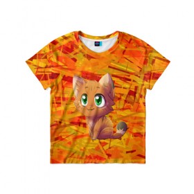 Детская футболка 3D с принтом Котик в Тюмени, 100% гипоаллергенный полиэфир | прямой крой, круглый вырез горловины, длина до линии бедер, чуть спущенное плечо, ткань немного тянется | cat | взгляд | кот | кот хипстер | котёнок | котятки | котятушки | кошечки | кошка | мордочка