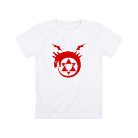 Детская футболка хлопок с принтом Fullmetal Alchemist Homunculus в Тюмени, 100% хлопок | круглый вырез горловины, полуприлегающий силуэт, длина до линии бедер | alchemist | fullmetal | алхимик | гомункул | знак | символ | стальной | цельнометаллический | эмблема