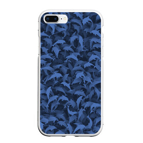 Чехол для iPhone 7Plus/8 Plus матовый с принтом Камуфляж с дельфинами в Тюмени, Силикон | Область печати: задняя сторона чехла, без боковых панелей | вода | дельфин | дельфины | милитари | море | океан | паттерн | синий | текстура | черное
