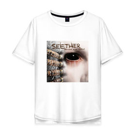 Мужская футболка хлопок Oversize с принтом SEETHER в Тюмени, 100% хлопок | свободный крой, круглый ворот, “спинка” длиннее передней части | Тематика изображения на принте: 