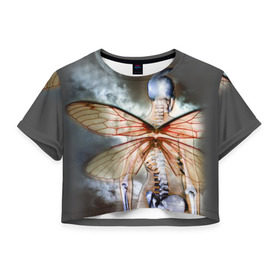 Женская футболка 3D укороченная с принтом Seether в Тюмени, 100% полиэстер | круглая горловина, длина футболки до линии талии, рукава с отворотами | Тематика изображения на принте: saron gas | seether
