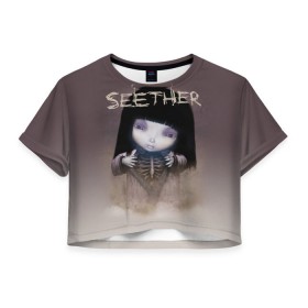 Женская футболка 3D укороченная с принтом Seether в Тюмени, 100% полиэстер | круглая горловина, длина футболки до линии талии, рукава с отворотами | saron gas | seether