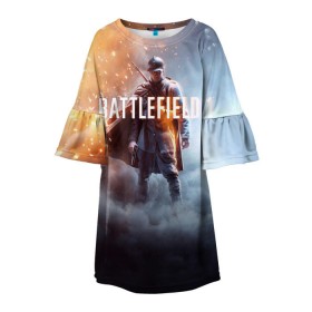 Детское платье 3D с принтом Battlefield One в Тюмени, 100% полиэстер | прямой силуэт, чуть расширенный к низу. Круглая горловина, на рукавах — воланы | battlefield 1 | battlefield one | dice | ea | electronic arts | frostbite | tm | батлфилд 1