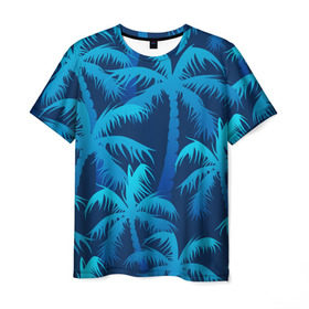 Мужская футболка 3D с принтом Пальмы в Тюмени, 100% полиэфир | прямой крой, круглый вырез горловины, длина до линии бедер | summer | лес | пальмы | природа