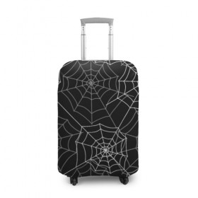 Чехол для чемодана 3D с принтом Паутинка в Тюмени, 86% полиэфир, 14% спандекс | двустороннее нанесение принта, прорези для ручек и колес | белый | паутина | узор | хэллоуин | черный