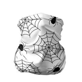 Бандана-труба 3D с принтом Паутинка в Тюмени, 100% полиэстер, ткань с особыми свойствами — Activecool | плотность 150‒180 г/м2; хорошо тянется, но сохраняет форму | белый | паук | паутина | узор | хэллоуин | черный