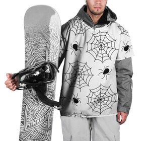 Накидка на куртку 3D с принтом Паутинка в Тюмени, 100% полиэстер |  | белый | паук | паутина | узор | хэллоуин | черный