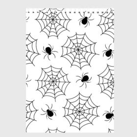 Скетчбук с принтом Паутинка в Тюмени, 100% бумага
 | 48 листов, плотность листов — 100 г/м2, плотность картонной обложки — 250 г/м2. Листы скреплены сверху удобной пружинной спиралью | белый | паук | паутина | узор | хэллоуин | черный