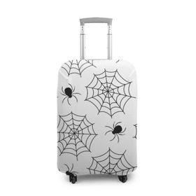 Чехол для чемодана 3D с принтом Паутинка в Тюмени, 86% полиэфир, 14% спандекс | двустороннее нанесение принта, прорези для ручек и колес | белый | паук | паутина | узор | хэллоуин | черный