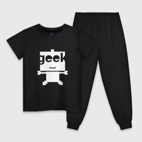Детская пижама хлопок с принтом Робот geek (компьютерщик) в Тюмени, 100% хлопок |  брюки и футболка прямого кроя, без карманов, на брюках мягкая резинка на поясе и по низу штанин
 | админ | программист | работа | улыбка | фанат | хакер