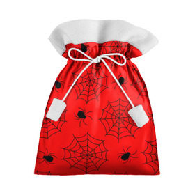 Подарочный 3D мешок с принтом Happy Halloween в Тюмени, 100% полиэстер | Размер: 29*39 см | белый | паук | паутина | узор | хэллоуин | черный