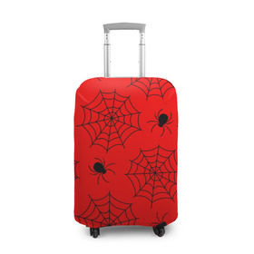 Чехол для чемодана 3D с принтом Happy Halloween в Тюмени, 86% полиэфир, 14% спандекс | двустороннее нанесение принта, прорези для ручек и колес | белый | паук | паутина | узор | хэллоуин | черный
