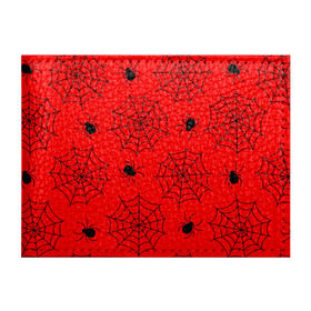 Обложка для студенческого билета с принтом Happy Halloween в Тюмени, натуральная кожа | Размер: 11*8 см; Печать на всей внешней стороне | белый | паук | паутина | узор | хэллоуин | черный