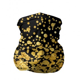 Бандана-труба 3D с принтом Золотой в Тюмени, 100% полиэстер, ткань с особыми свойствами — Activecool | плотность 150‒180 г/м2; хорошо тянется, но сохраняет форму | блеск | блестки | желтый | круги | перетекание | россыпь | черный