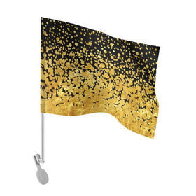 Флаг для автомобиля с принтом Золотой в Тюмени, 100% полиэстер | Размер: 30*21 см | блеск | блестки | желтый | круги | перетекание | россыпь | черный