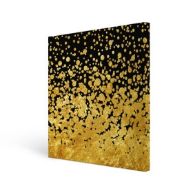 Холст квадратный с принтом Золотой в Тюмени, 100% ПВХ |  | блеск | блестки | желтый | круги | перетекание | россыпь | черный