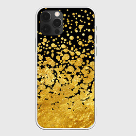 Чехол для iPhone 12 Pro с принтом Золотой в Тюмени, силикон | область печати: задняя сторона чехла, без боковых панелей | Тематика изображения на принте: блеск | блестки | желтый | круги | перетекание | россыпь | черный