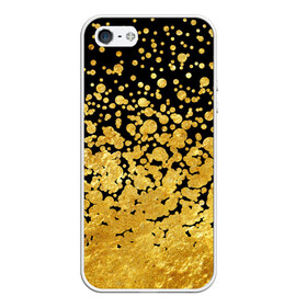 Чехол для iPhone 5/5S матовый с принтом Золотой в Тюмени, Силикон | Область печати: задняя сторона чехла, без боковых панелей | блеск | блестки | желтый | круги | перетекание | россыпь | черный