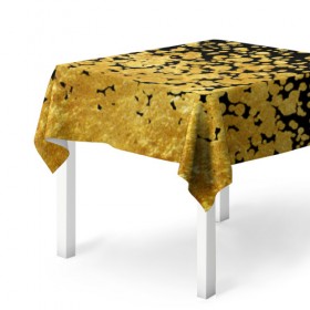 Скатерть 3D с принтом Золотой в Тюмени, 100% полиэстер (ткань не мнется и не растягивается) | Размер: 150*150 см | блеск | блестки | желтый | круги | перетекание | россыпь | черный