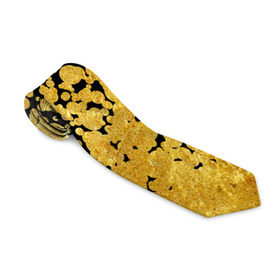 Галстук 3D с принтом Золотой в Тюмени, 100% полиэстер | Длина 148 см; Плотность 150-180 г/м2 | Тематика изображения на принте: блеск | блестки | желтый | круги | перетекание | россыпь | черный