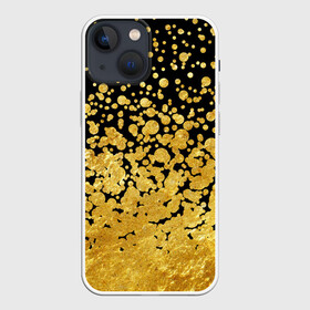 Чехол для iPhone 13 mini с принтом Золотой в Тюмени,  |  | Тематика изображения на принте: блеск | блестки | желтый | круги | перетекание | россыпь | черный
