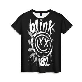 Женская футболка 3D с принтом Blink-182 в Тюмени, 100% полиэфир ( синтетическое хлопкоподобное полотно) | прямой крой, круглый вырез горловины, длина до линии бедер | blink | california | pop | punk | rock | группа | калифорния | панк | рок