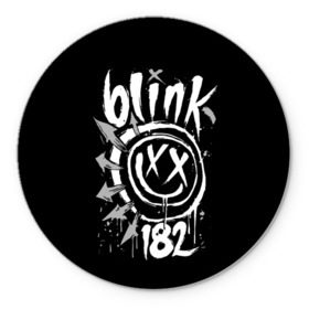 Коврик круглый с принтом Blink-182 в Тюмени, резина и полиэстер | круглая форма, изображение наносится на всю лицевую часть | blink | california | pop | punk | rock | группа | калифорния | панк | рок