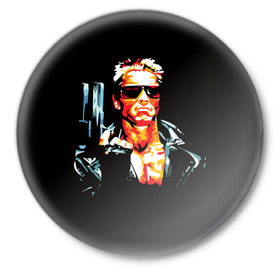 Значок с принтом Terminator Combat Sambo 3D в Тюмени,  металл | круглая форма, металлическая застежка в виде булавки | Тематика изображения на принте: терминатор