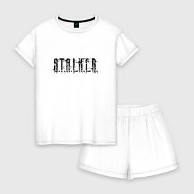 Женская пижама с шортиками хлопок с принтом Stalker в Тюмени, 100% хлопок | футболка прямого кроя, шорты свободные с широкой мягкой резинкой | stalker | сталкер