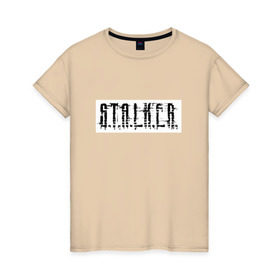 Женская футболка хлопок с принтом Stalker в Тюмени, 100% хлопок | прямой крой, круглый вырез горловины, длина до линии бедер, слегка спущенное плечо | stalker | сталкер
