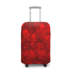 Чехол для чемодана 3D с принтом Красные черепа в Тюмени, 86% полиэфир, 14% спандекс | двустороннее нанесение принта, прорези для ручек и колес | камуфляж | кости | красный | милитари | паттерн | скелет | текстура | хеллоуин
