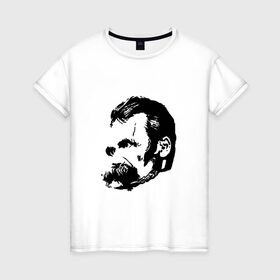Женская футболка хлопок с принтом Фридрих Ницше Безумие в Тюмени, 100% хлопок | прямой крой, круглый вырез горловины, длина до линии бедер, слегка спущенное плечо | фридрих ницше безумие friedrich nietzsche