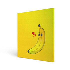 Холст квадратный с принтом Just Banana (Yellow) в Тюмени, 100% ПВХ |  | banana | банан | желтый | оранжевый | фрукты