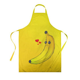 Фартук 3D с принтом Just Banana (Yellow) в Тюмени, 100% полиэстер | общий размер — 65 х 85 см, ширина нагрудника — 26 см, горловина — 53 см, длина завязок — 54 см, общий обхват в поясе — 173 см. Принт на завязках и на горловине наносится с двух сторон, на основной части фартука — только с внешней стороны | Тематика изображения на принте: banana | банан | желтый | оранжевый | фрукты