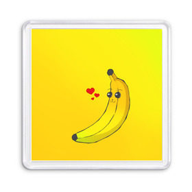 Магнит 55*55 с принтом Just Banana (Yellow) в Тюмени, Пластик | Размер: 65*65 мм; Размер печати: 55*55 мм | banana | банан | желтый | оранжевый | фрукты
