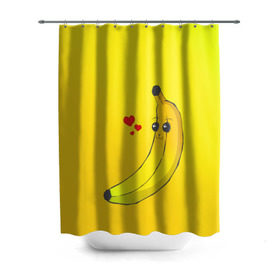 Штора 3D для ванной с принтом Just Banana (Yellow) в Тюмени, 100% полиэстер | плотность материала — 100 г/м2. Стандартный размер — 146 см х 180 см. По верхнему краю — пластиковые люверсы для креплений. В комплекте 10 пластиковых колец | Тематика изображения на принте: banana | банан | желтый | оранжевый | фрукты