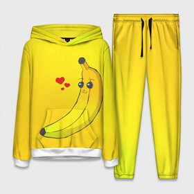 Женский костюм 3D (с толстовкой) с принтом Just Banana (Yellow) в Тюмени,  |  | banana | банан | желтый | оранжевый | фрукты