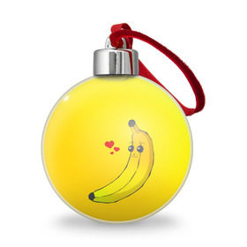Ёлочный шар с принтом Just Banana (Yellow) в Тюмени, Пластик | Диаметр: 77 мм | Тематика изображения на принте: banana | банан | желтый | оранжевый | фрукты