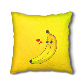 Подушка 3D с принтом Just Banana (Yellow) в Тюмени, наволочка – 100% полиэстер, наполнитель – холлофайбер (легкий наполнитель, не вызывает аллергию). | состоит из подушки и наволочки. Наволочка на молнии, легко снимается для стирки | banana | банан | желтый | оранжевый | фрукты