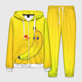 Мужской костюм 3D с принтом Just Banana (Yellow) в Тюмени, 100% полиэстер | Манжеты и пояс оформлены тканевой резинкой, двухслойный капюшон со шнурком для регулировки, карманы спереди | Тематика изображения на принте: banana | банан | желтый | оранжевый | фрукты