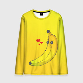 Мужской лонгслив 3D с принтом Just Banana (Yellow) в Тюмени, 100% полиэстер | длинные рукава, круглый вырез горловины, полуприлегающий силуэт | Тематика изображения на принте: banana | банан | желтый | оранжевый | фрукты
