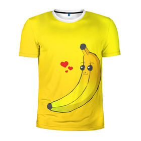 Мужская футболка 3D спортивная с принтом Just Banana (Yellow) в Тюмени, 100% полиэстер с улучшенными характеристиками | приталенный силуэт, круглая горловина, широкие плечи, сужается к линии бедра | Тематика изображения на принте: banana | банан | желтый | оранжевый | фрукты