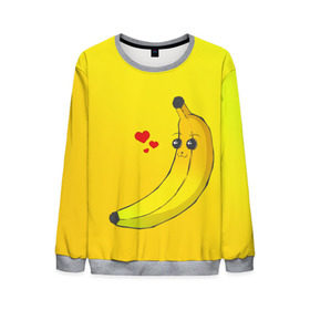 Мужской свитшот 3D с принтом Just Banana (Yellow) в Тюмени, 100% полиэстер с мягким внутренним слоем | круглый вырез горловины, мягкая резинка на манжетах и поясе, свободная посадка по фигуре | banana | банан | желтый | оранжевый | фрукты