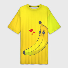 Платье-футболка 3D с принтом Just Banana (Yellow) в Тюмени,  |  | banana | банан | желтый | оранжевый | фрукты