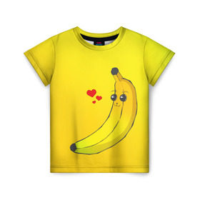 Детская футболка 3D с принтом Just Banana (Yellow) в Тюмени, 100% гипоаллергенный полиэфир | прямой крой, круглый вырез горловины, длина до линии бедер, чуть спущенное плечо, ткань немного тянется | banana | банан | желтый | оранжевый | фрукты